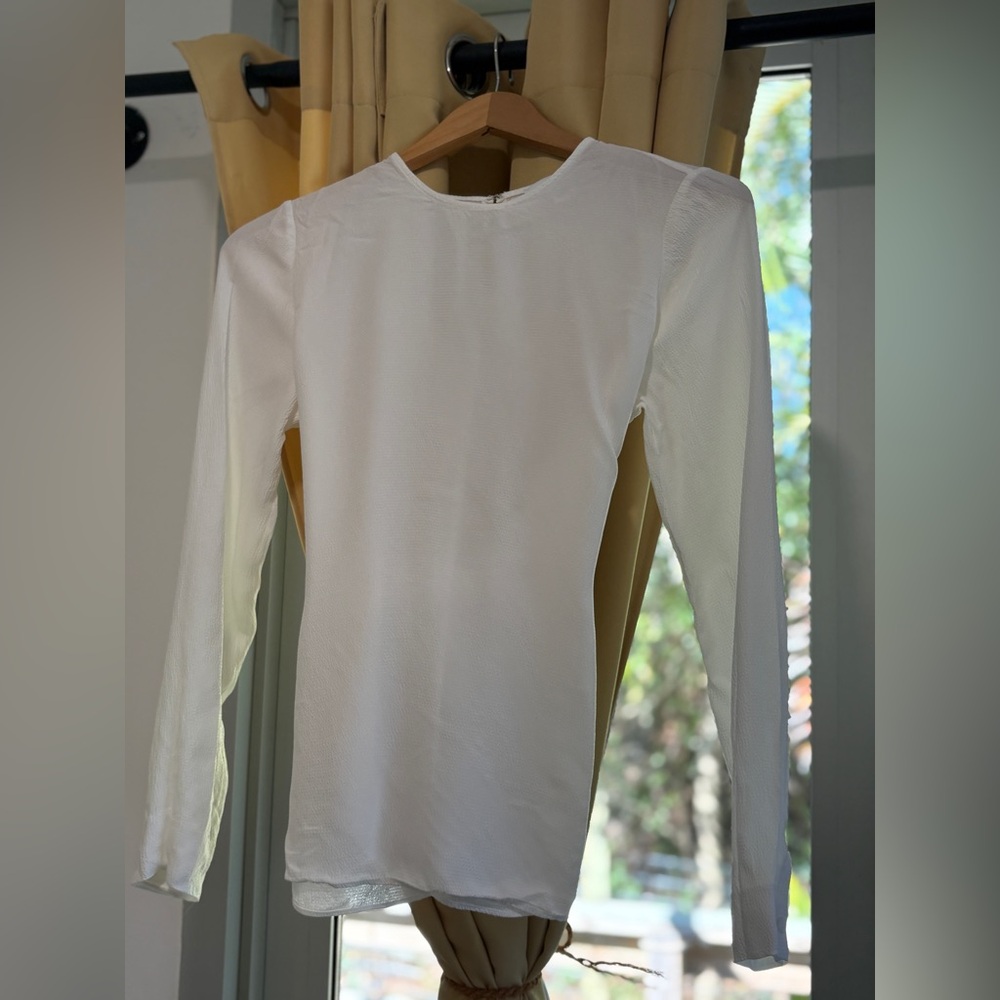 Nordstrom Signature Classic White Viscose Blouse Size XS